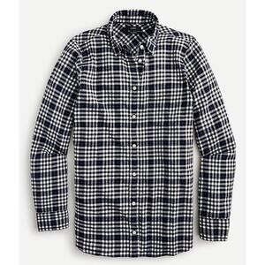 J. CREW Classic-fit boy shirt in frost plaid flannel black white Blue Size 8